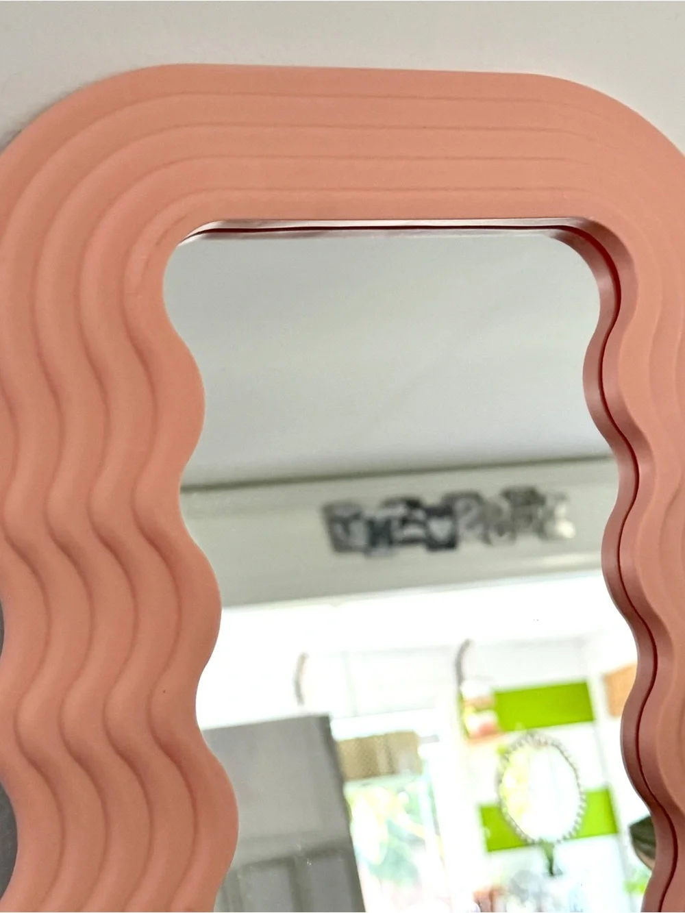 Peach Wavy Acrylic Bohemian Dopamine Style Wall Hanging Mirror 10x16.5” Trendy